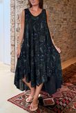 Made in Italy Tiki Pure Cotton Midi Dress Black /42 =